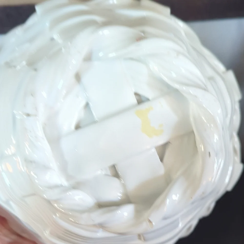 White Ceramic Basket with Handle -